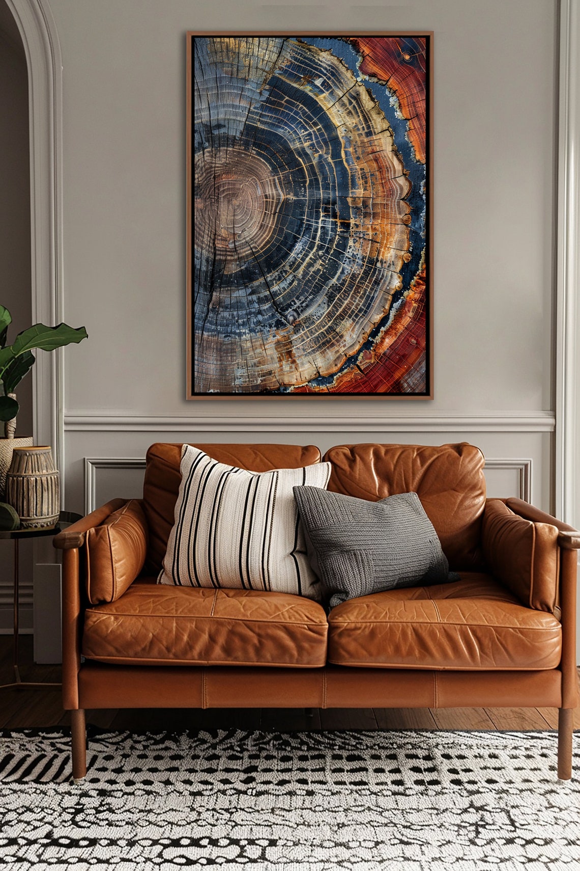 Tree Ring Framed Wall Art Abstract Colorful Decor Minimalist Home Canvas Modern Farmhouse Living Room Print - Image 5