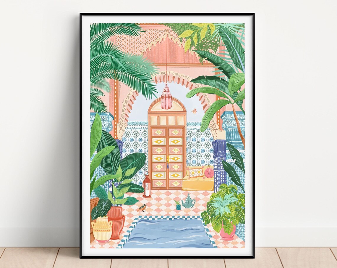 Marrakesh Morocco Maximalist Travel Poster