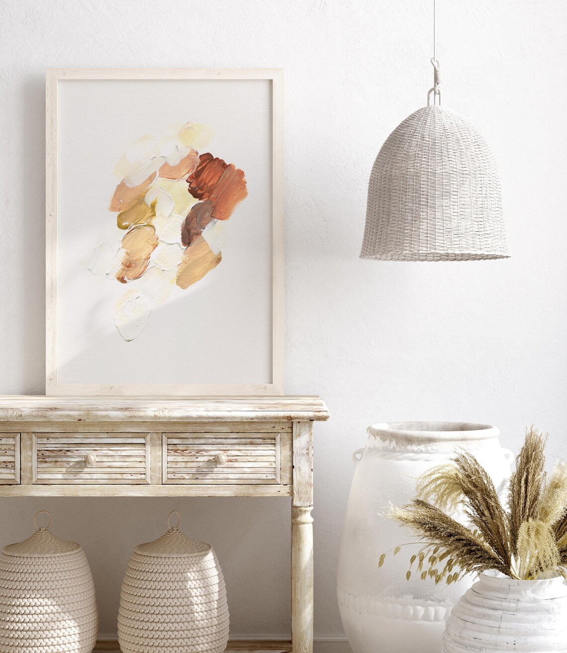 Warm Terracotta Abstract Brushstroke Neutral Minimalist Art Poster
