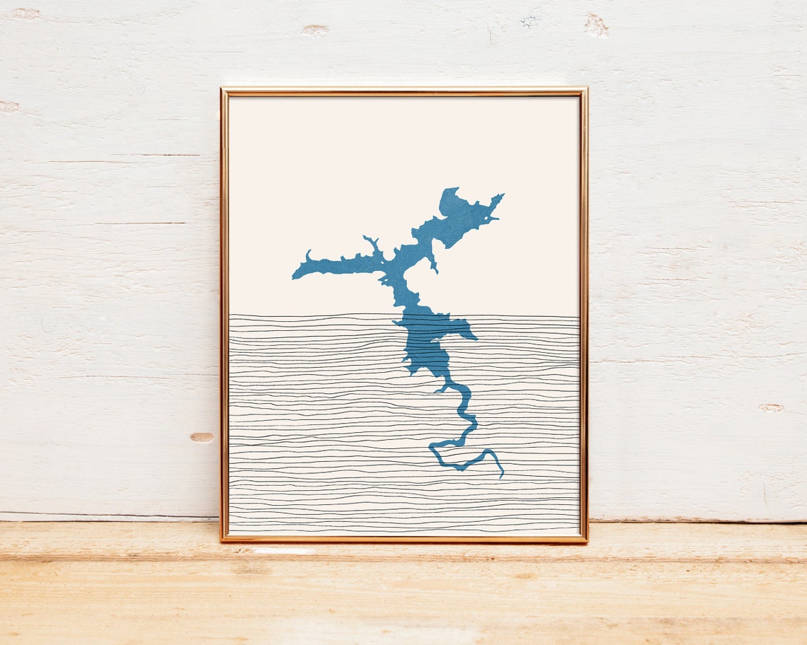 Minimalist Nantahala Lake Map Art Boho North Carolina Poster