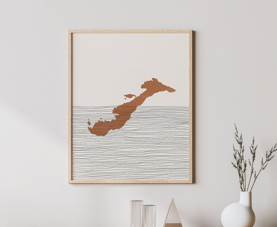 Amorgos Greece Minimalist Terracotta Boho Island Map Art Poster