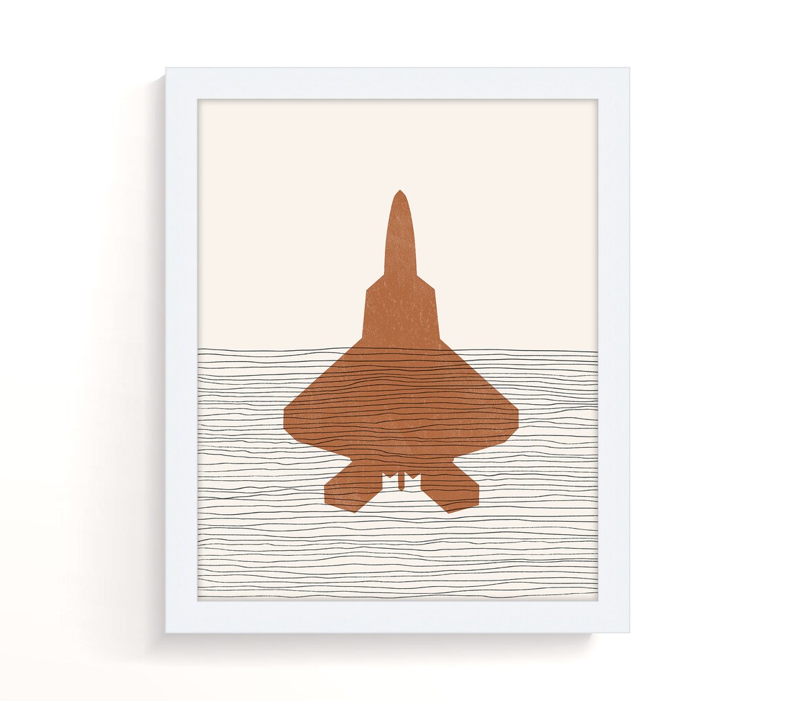 Boho Fighter Pilot Jet Art Print, Minimalist Poster