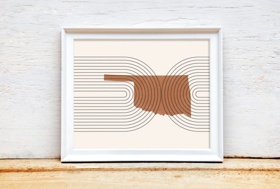 Oklahoma Mid-Century Modern Abstract Map Print