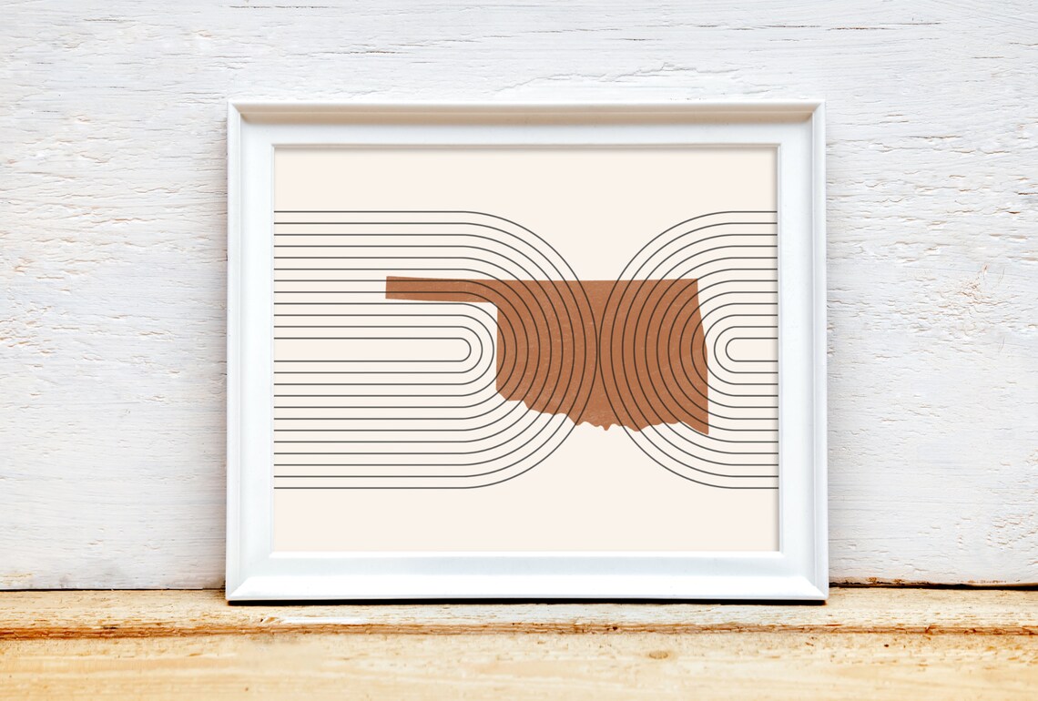 Oklahoma Mid-Century Modern Abstract Map Print
