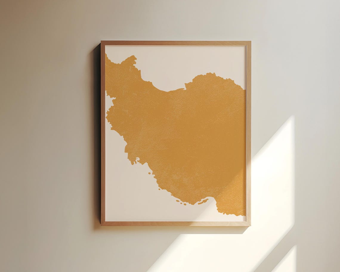 Maximalist Wall Art Map Of Iran Custom Location Print Decor
