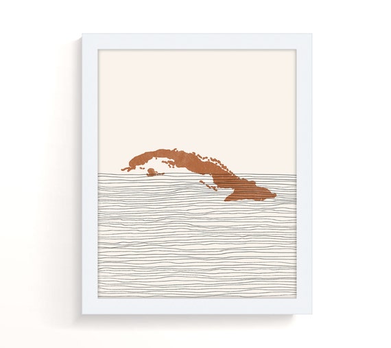 Cuban Boho Travel Poster Map Silhouette