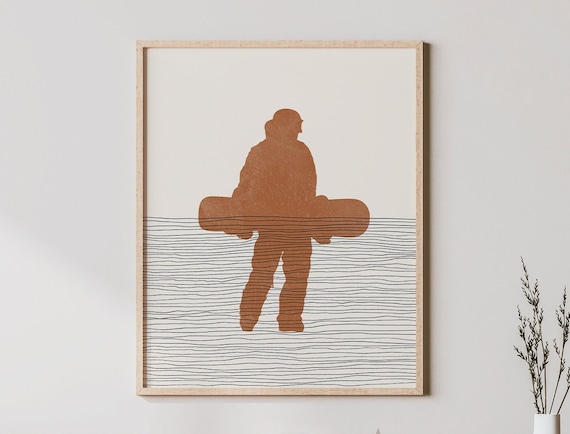 Boho Snowboarder Minimalist Art Print