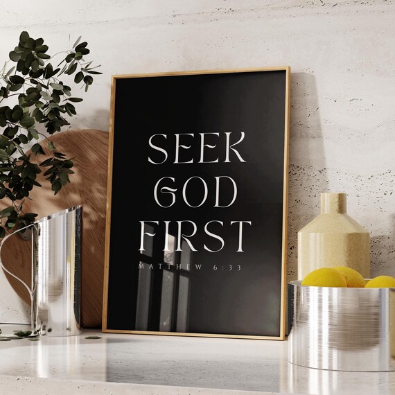 Matthew 633 Seek God First Christian Bible Verse Wall Art Bible Verse Christian Wall Art Modern Scripture Print