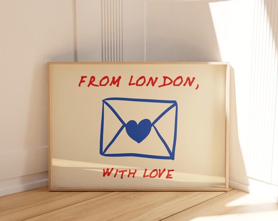 London Poster Trendy Horizontal Wall Art Love Letter Poster Retro Print London Wall Art Cute Quote Print Living Room Art Art