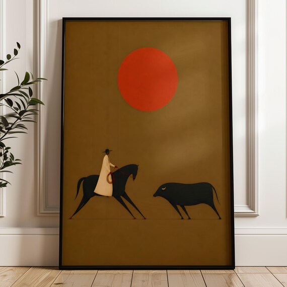 Abstract Horse Art Print Minimalist Western Decor Wabi Sabi Wall Digital Download
