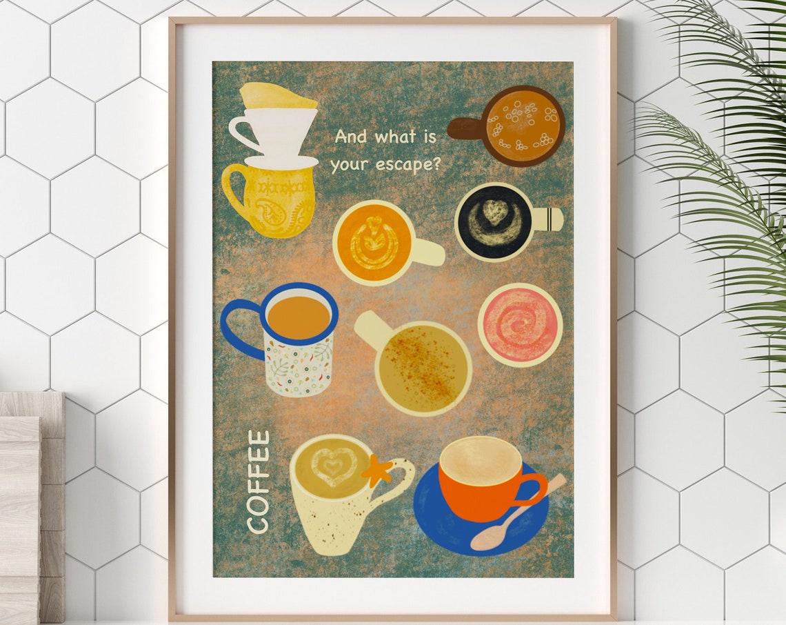 Coffee Illustration Fun Shop Style Art Print