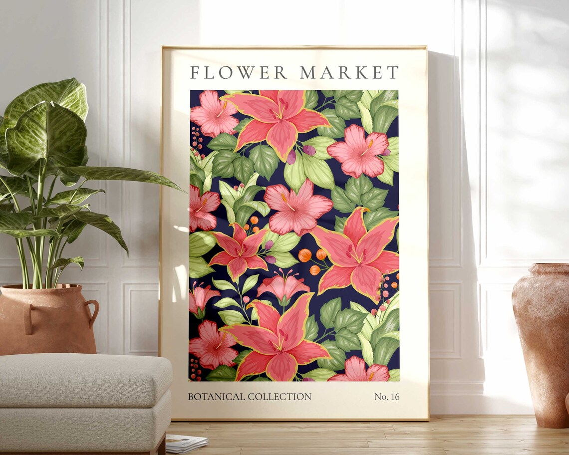 Bold Flower Market Print, Modern Abstract Floral