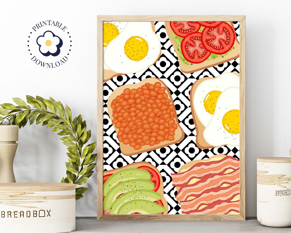 Bacon and Egg Full English Breakfast, Retro Art Print