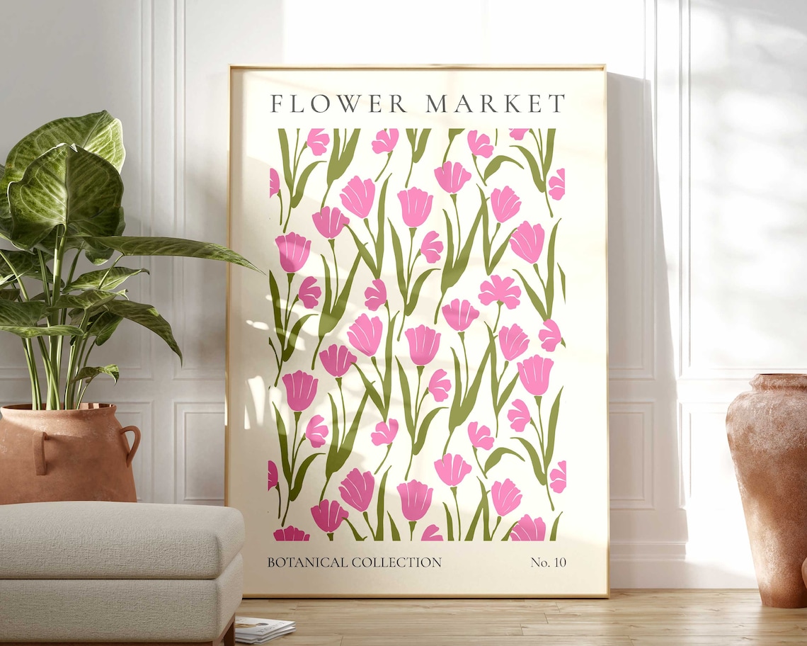 Flower Market Boho Modern Abstract Floral Art Print