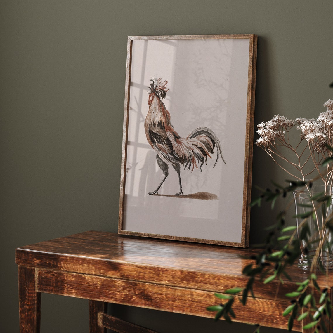 Vintage Rooster Illustration Antique Farm Bird Minimal Neutral Print - Image 7
