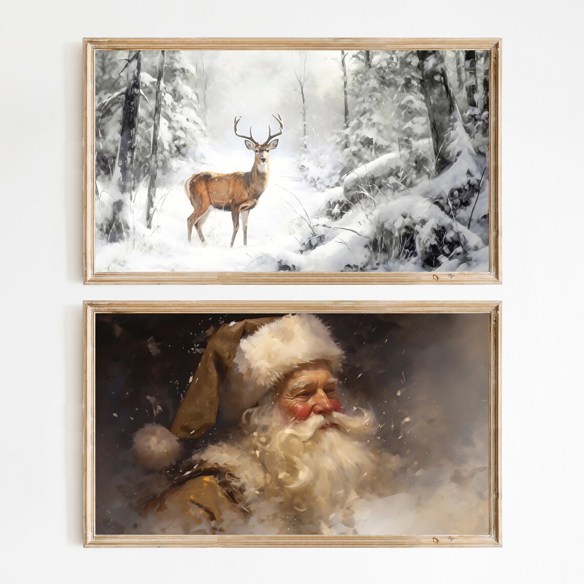 Set of 9 Vintage Christmas Prints Santa Winter Gallery Wall Poster - Image 5