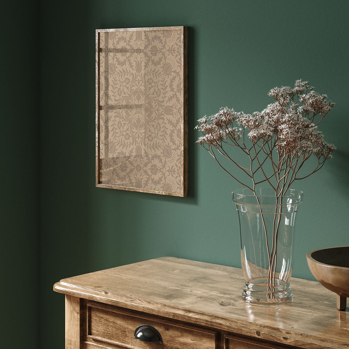 Neutral Beige Damask Floral Pattern Vintage Textile Wall Decor Poster - Image 8