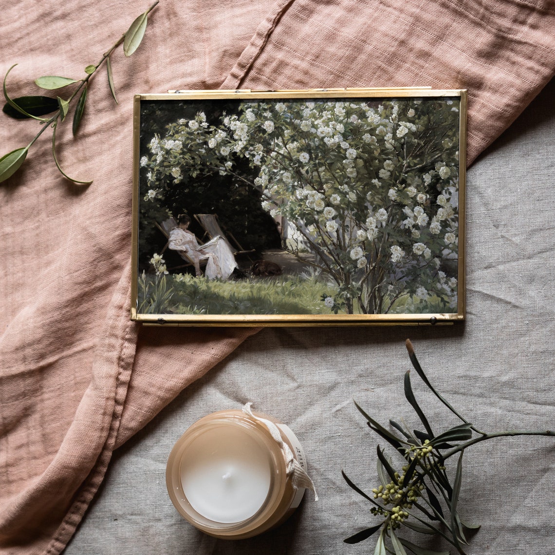 Woman Reading Under Blooming Roses Vintage Impressionist Garden Poster - Image 4