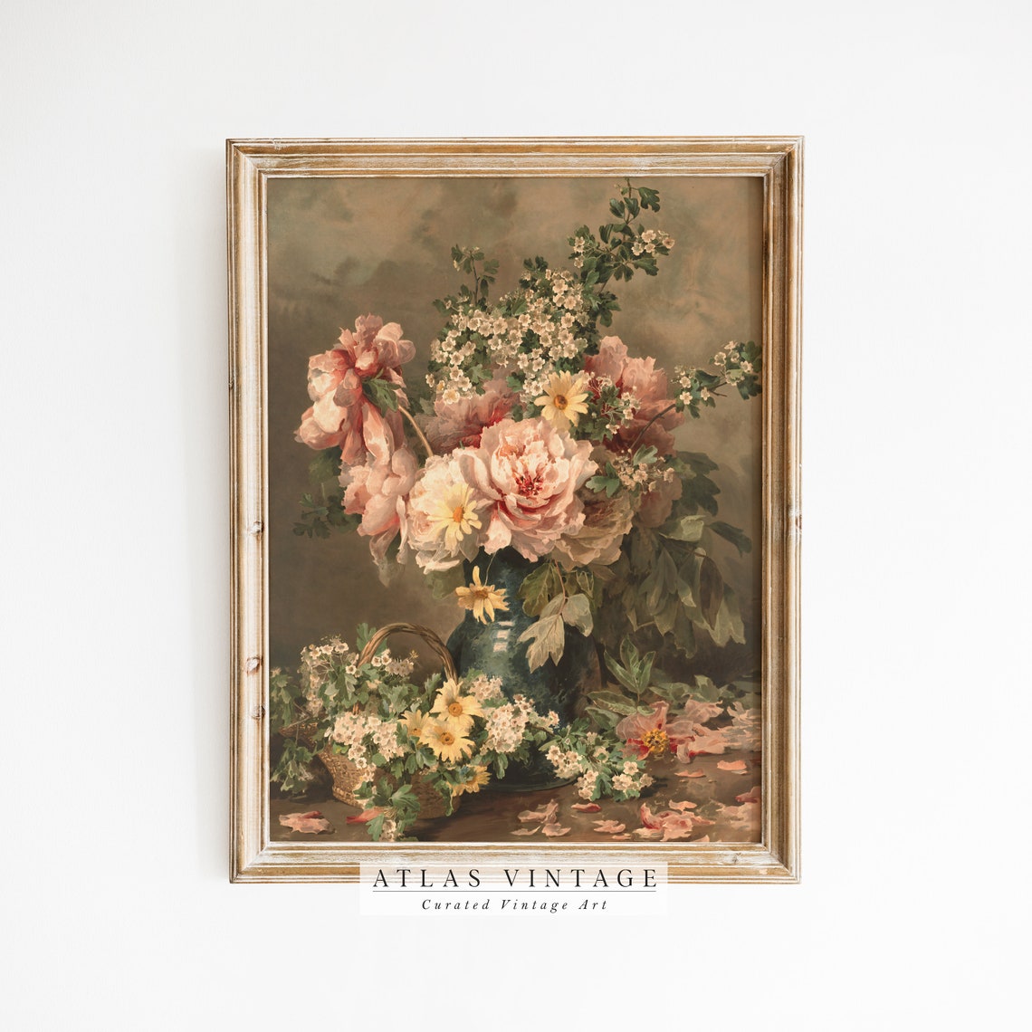 Vintage Bouquet Of Flower Vase Print Victorian Spring Flower Oil Painting Floral French Country Wall Art Botanical Art