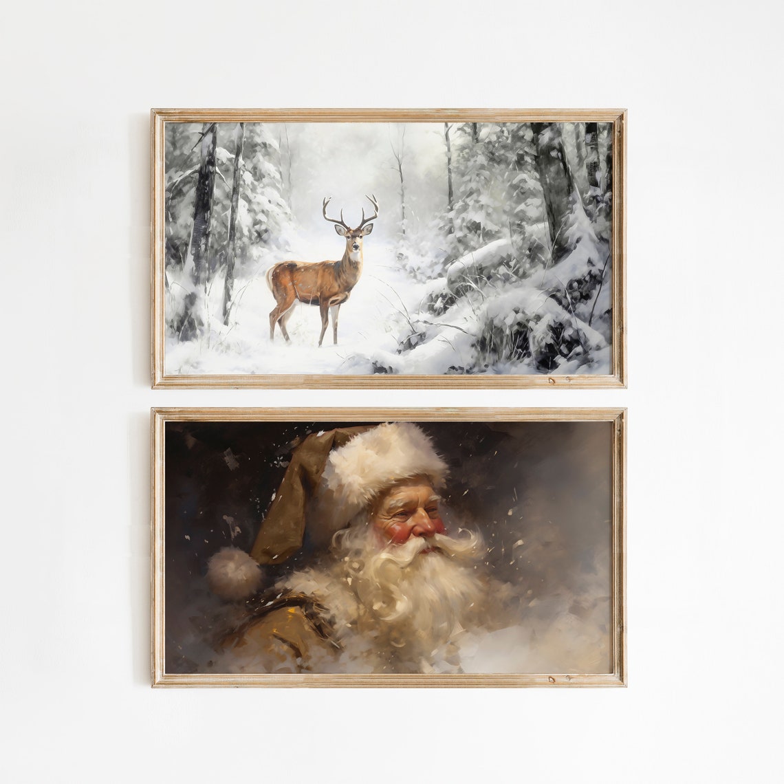 Set of 9 Vintage Winter Prints Santa Reindeer Gallery Wall Poster - Image 6
