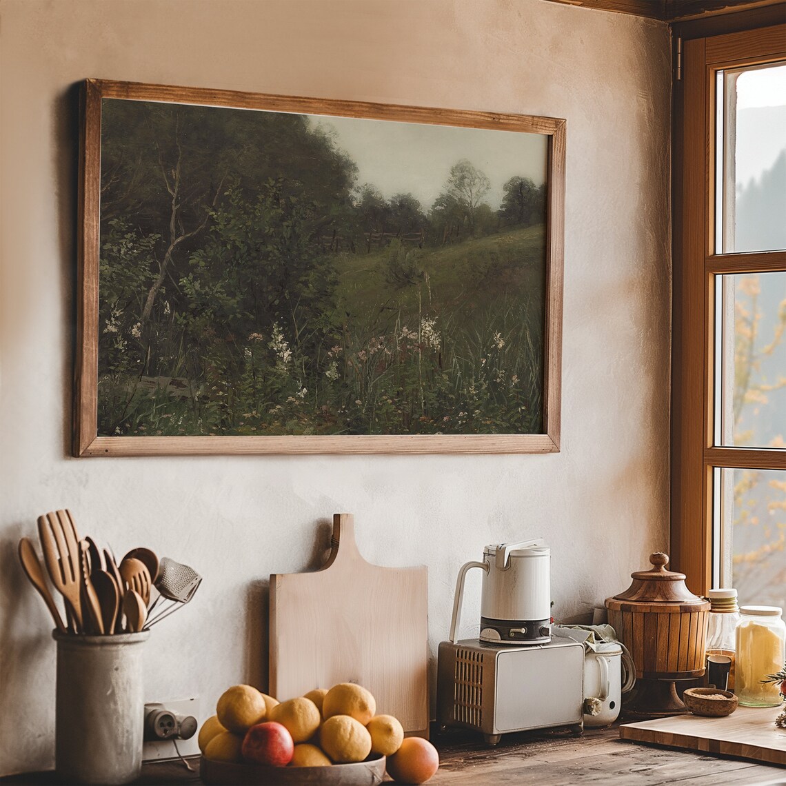 Wildflower Meadow Vintage Landscape Painting Summer Farmhouse Print - Image 7