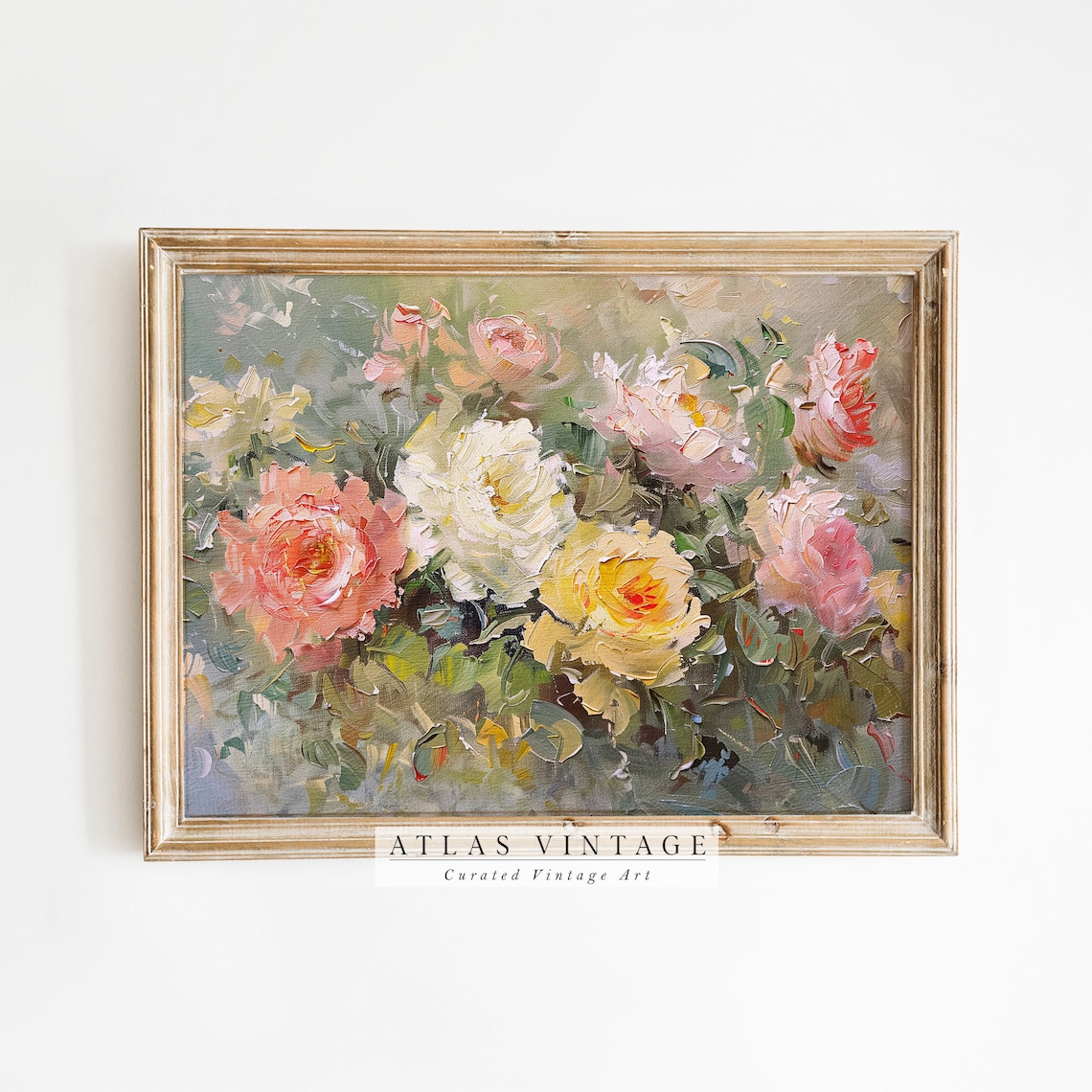 Impressionist Rose Bouquet Vintage Floral Painting French Country Print
