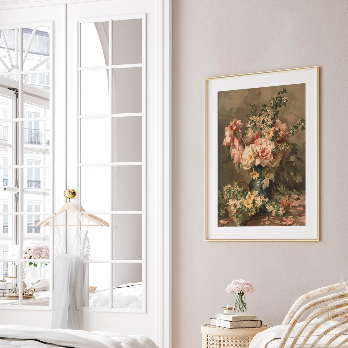 Vintage Bouquet Of Flower Vase Print Victorian Spring Flower Oil Painting Floral French Country Wall Art Botanical Art - Image 8