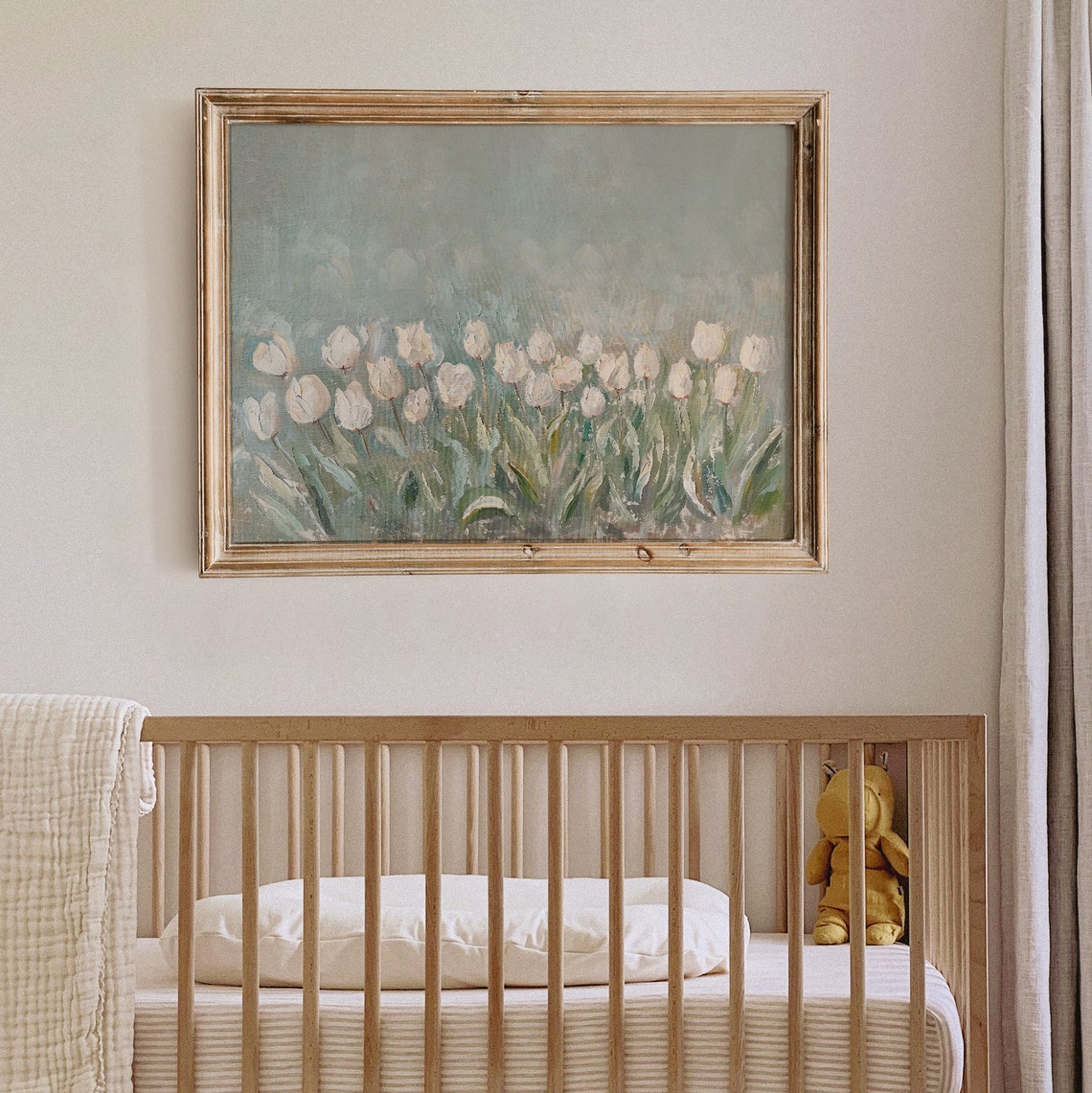 White Tulip Field Impressionist Spring Bloom Vintage Floral Poster - Image 8