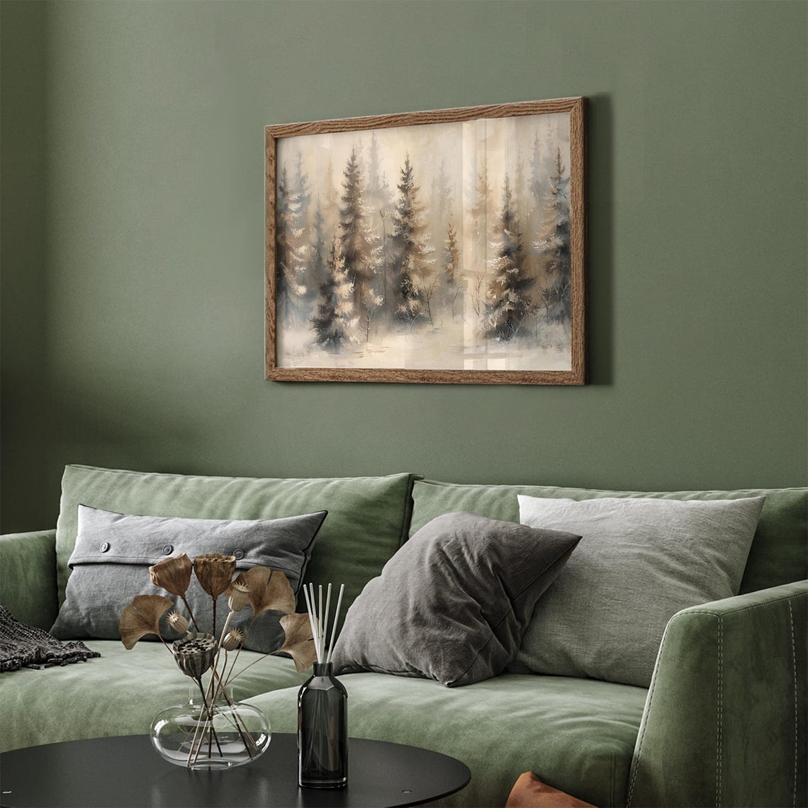 Misty Snow Covered Pine Forest in Soft Winter Light Vintage Poster - Image 4
