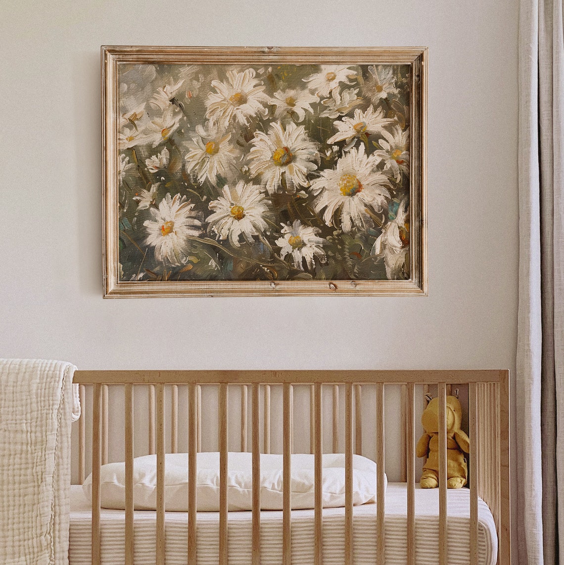 White Daisy Blooms Impressionist Oil Painting Garden Flower Poster - Image 8