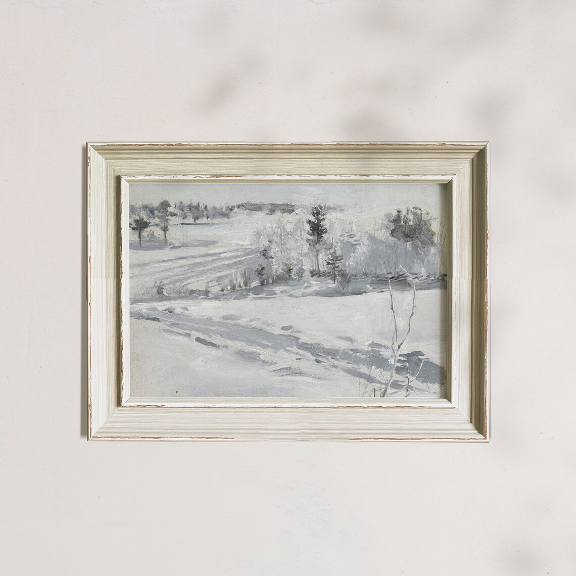 Muted Snowy Winter Landscape With Winding Path Minimalist Vintage Poster - Image 6