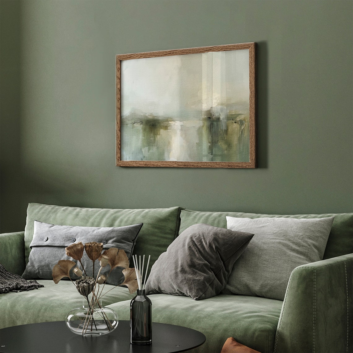 Abstract Sage Green Misty Landscape Modern Soft Neutral Art Poster - Image 5