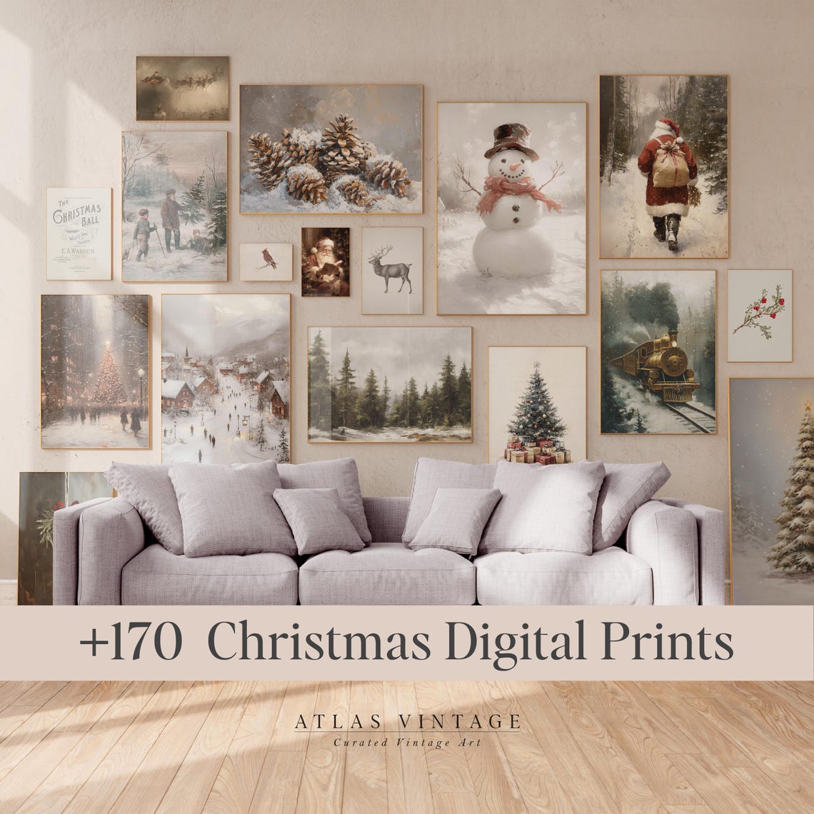 170 Plus Christmas Digital Prints Bundle Gallery Wall Poster - Image 6