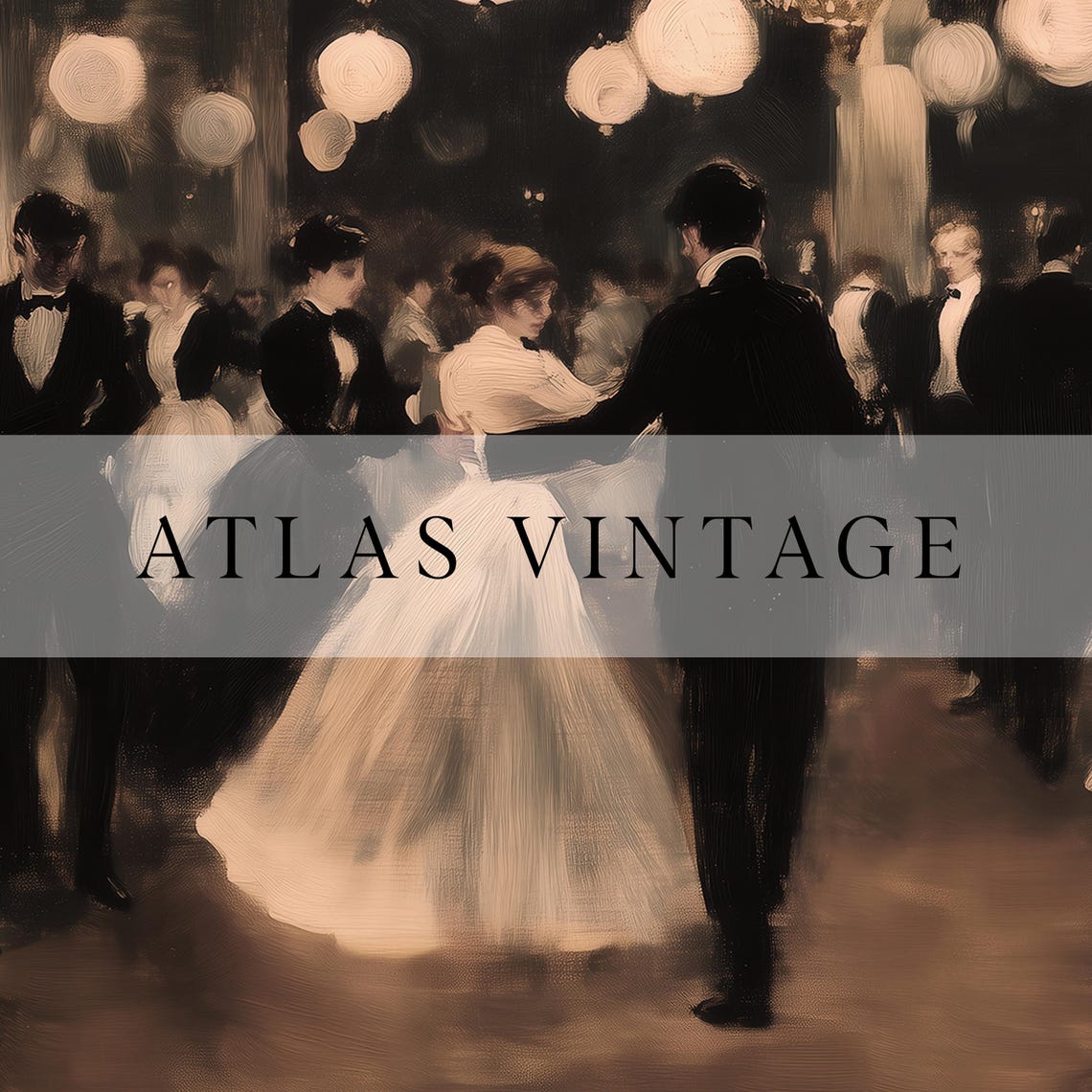 Vintage Ballroom Dance Scene Couples Waltzing Evening Poster - Image 8