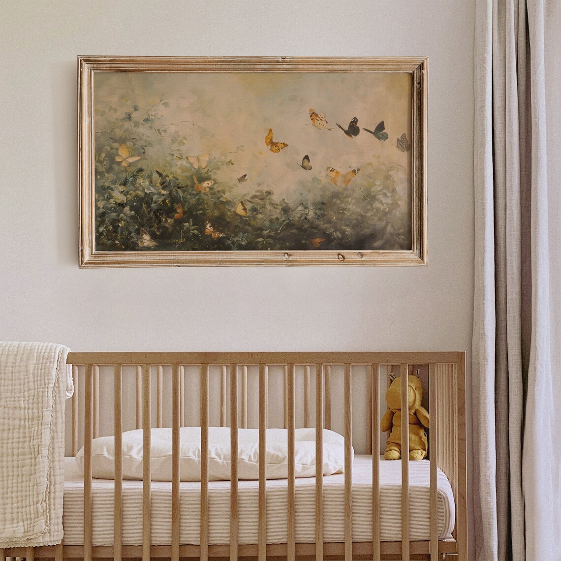 Butterflies Rising Over Dark Foliage Vintage Summer Frame TV Poster - Image 4