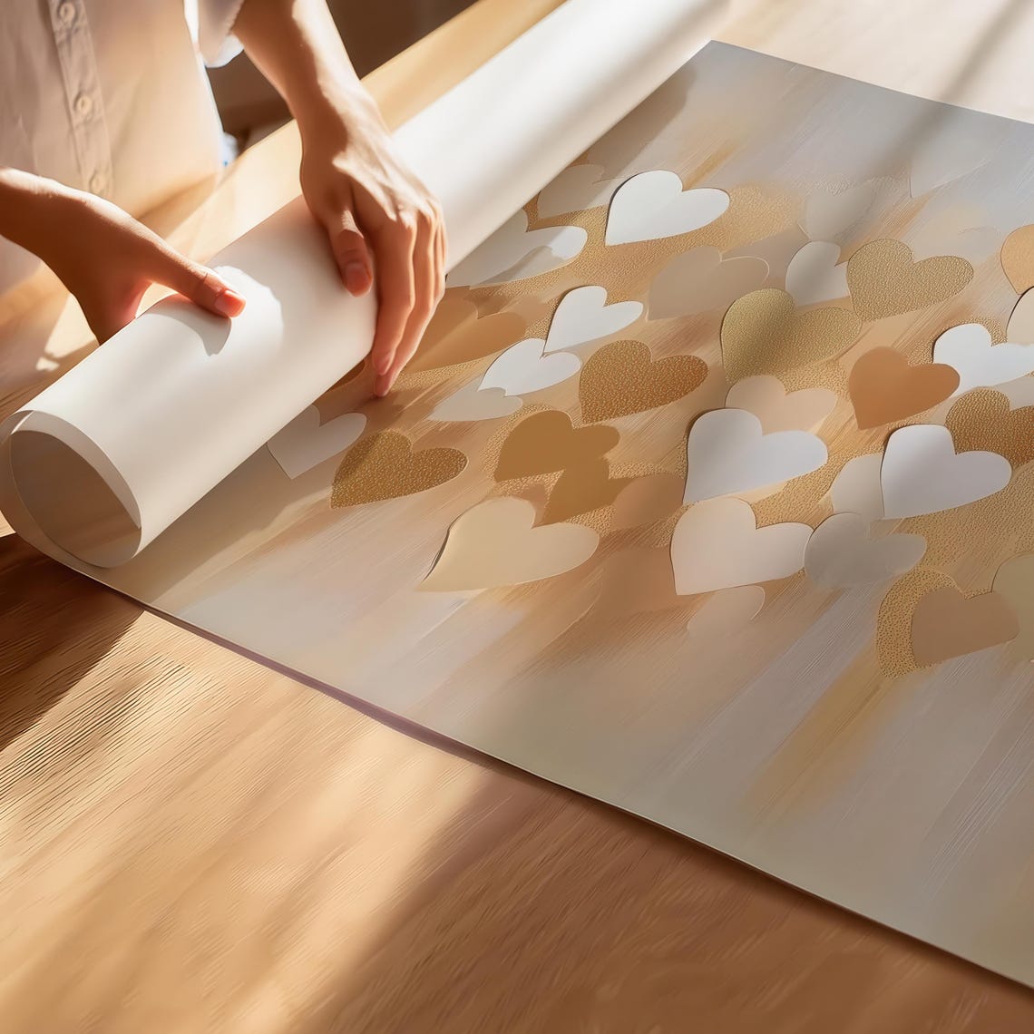 Gold and Blush Hearts Romantic Valentine Abstract Love Wall Art - Image 7