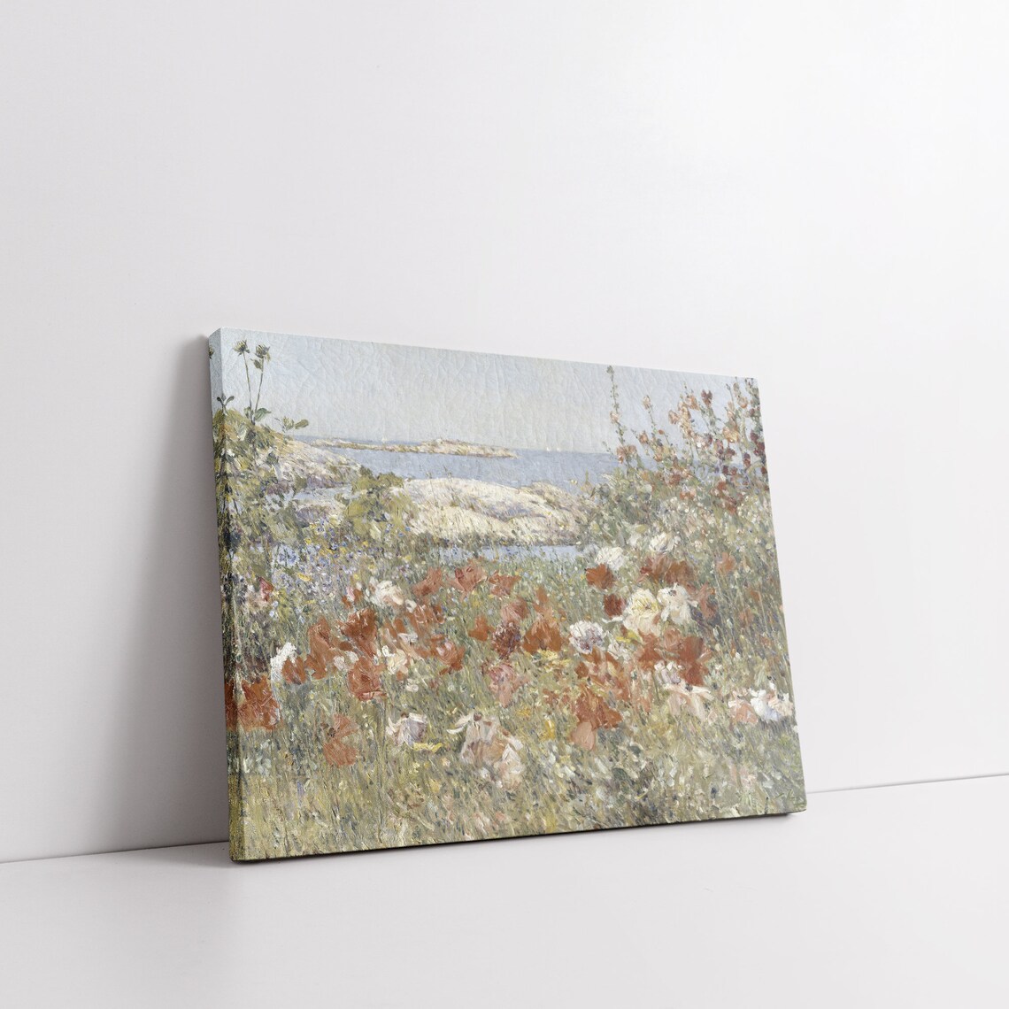 Poppy Wildflower Meadow Overlooking Sea Impressionist Vintage Summer Art Poster - Image 3