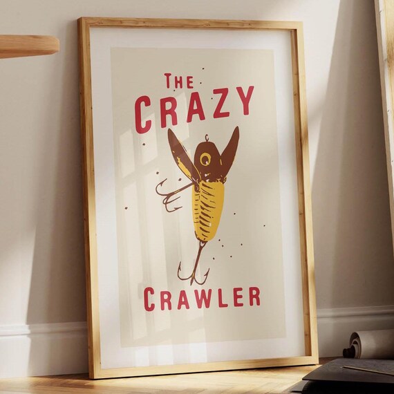 The Crazy Crawler Retro Vintage Fishing Lure Illustration Poster