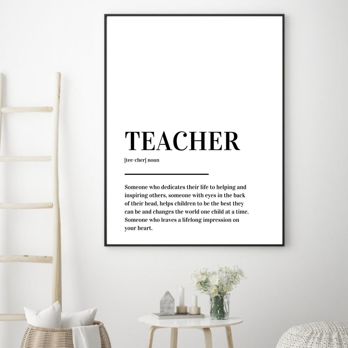 Teacher Definition Thank You Inspirational Classroom Typography Poster - Image 3