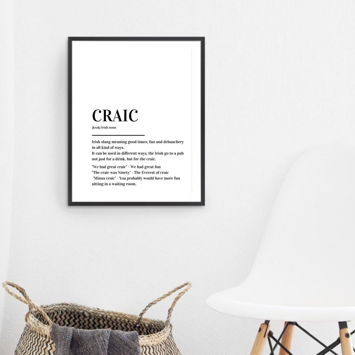 Craic Definition Irish Slang Fun Minimalist Typography Poster - Image 3