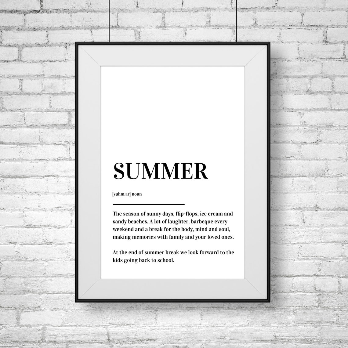 Summer Definition Meaning Black White Minimalist Typography Poster - Image 2