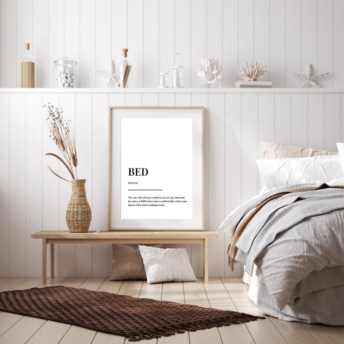 Bed Definition Funny Dictionary Poster About Morning Alarm Clock Sleep - Image 5
