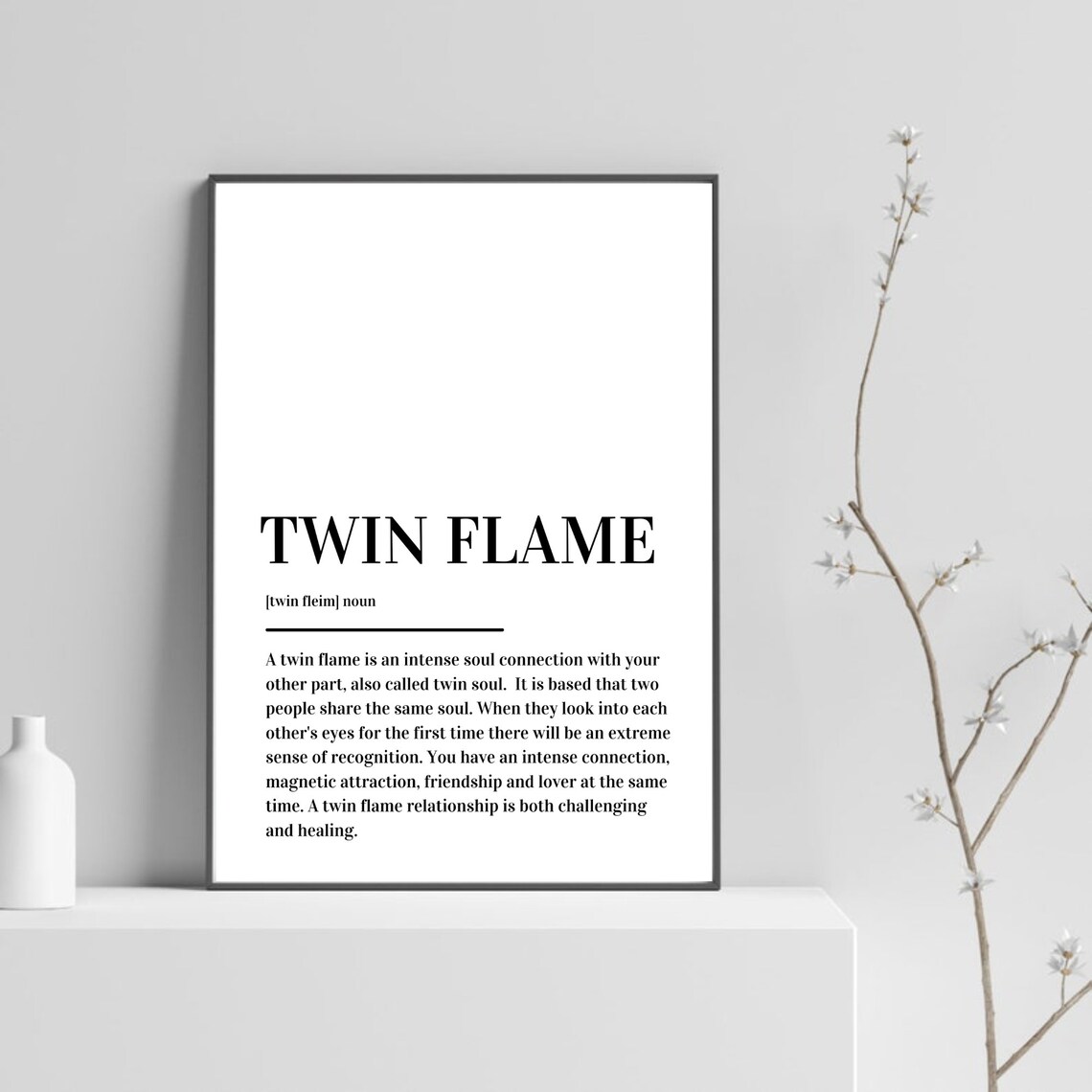 Twin Flame Definition Soul Connection Quote Dictionary Style Poster