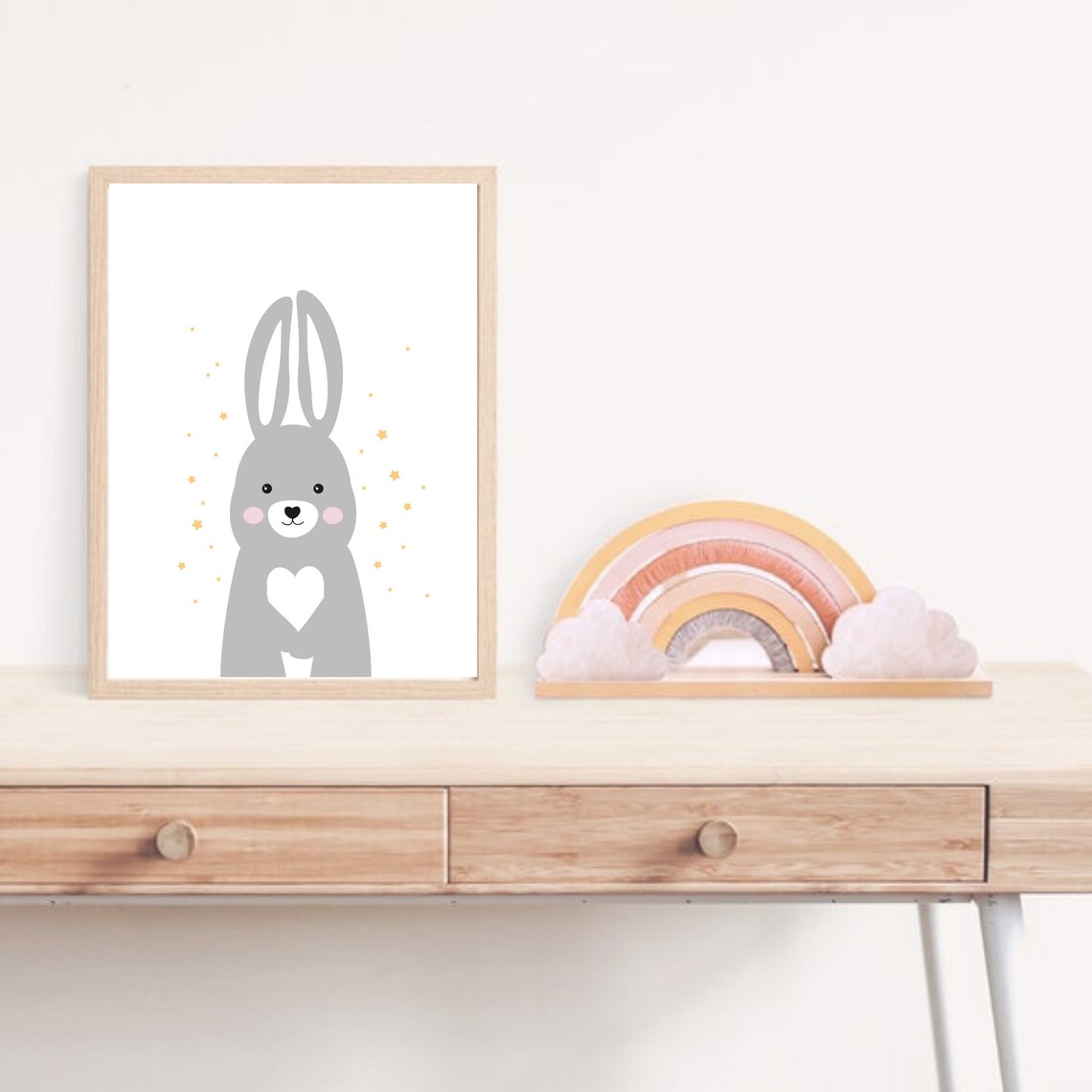 Cute Bunny Nursery Poster Woodland Animal Baby Room Wall Decor - Image 4