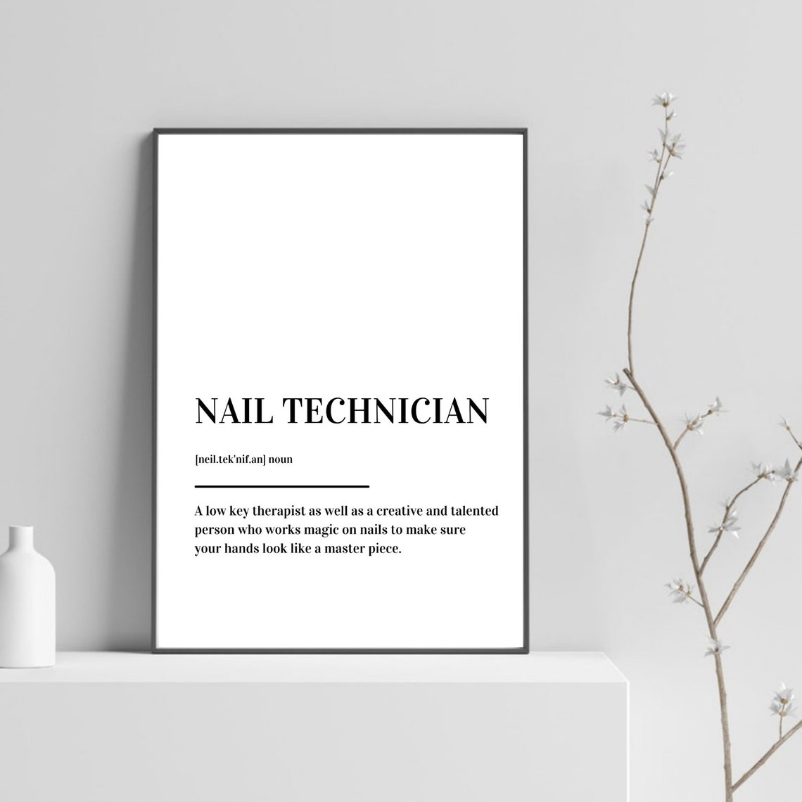 Nail Technician Definition Nail Tech Gift Dictionary Style Poster