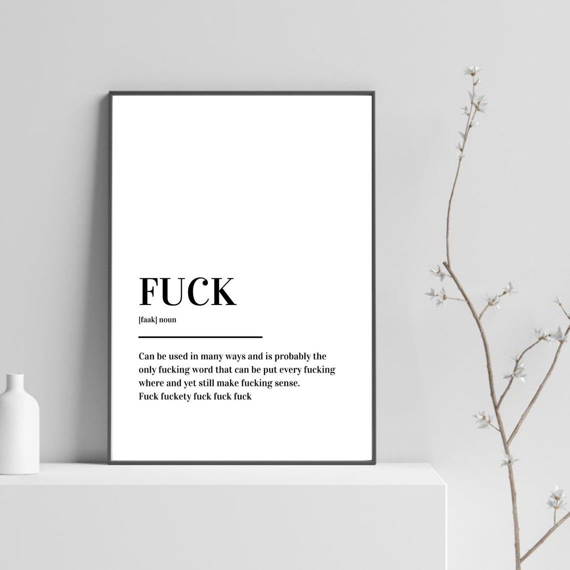 Fuck Definition Funny Profanity Dictionary Style Typography Poster