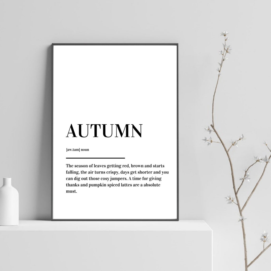 Autumn Definition Fall Season Quote Typography Dictionary Poster