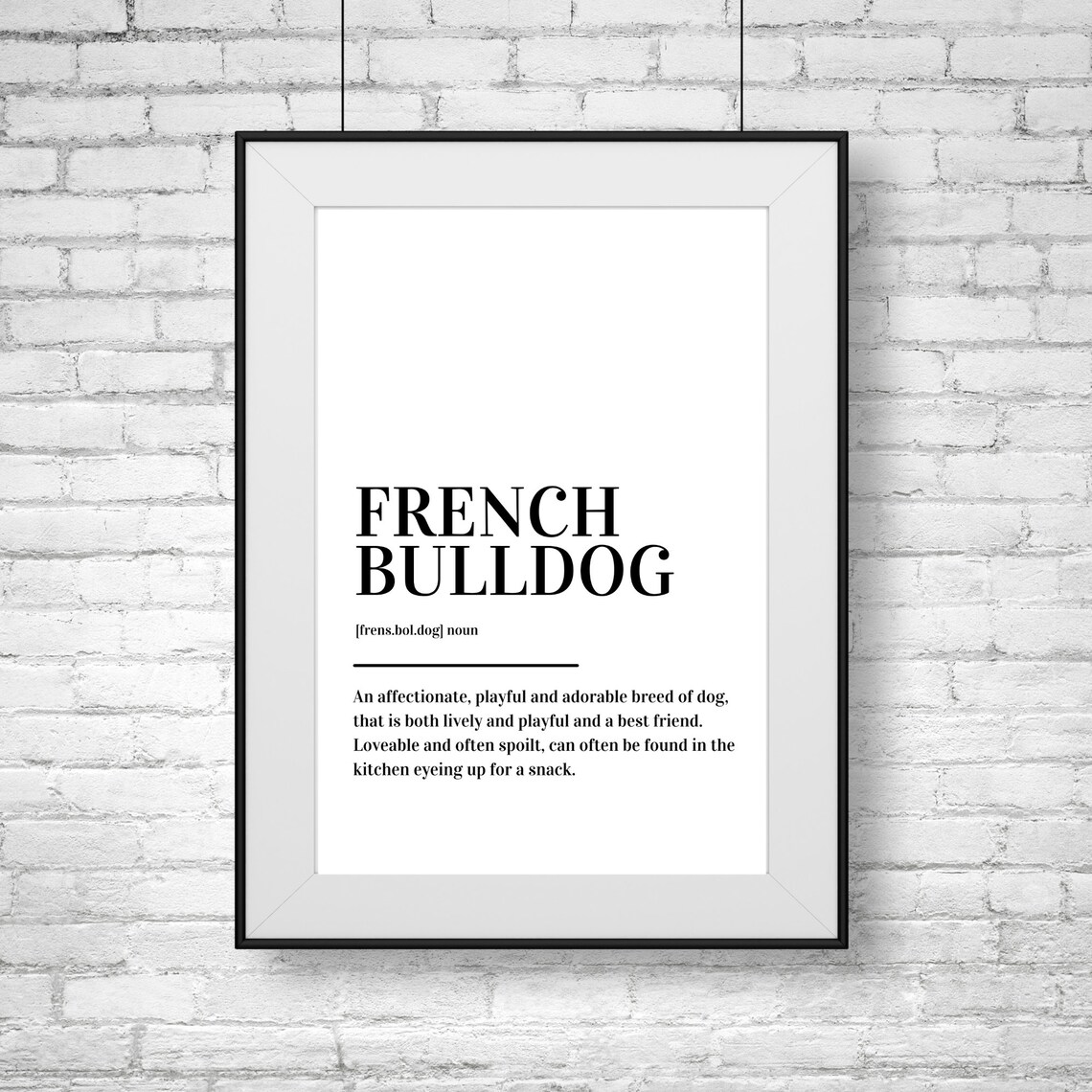 French Bulldog Definition Minimalist Dog Breed Typography Poster - Image 2