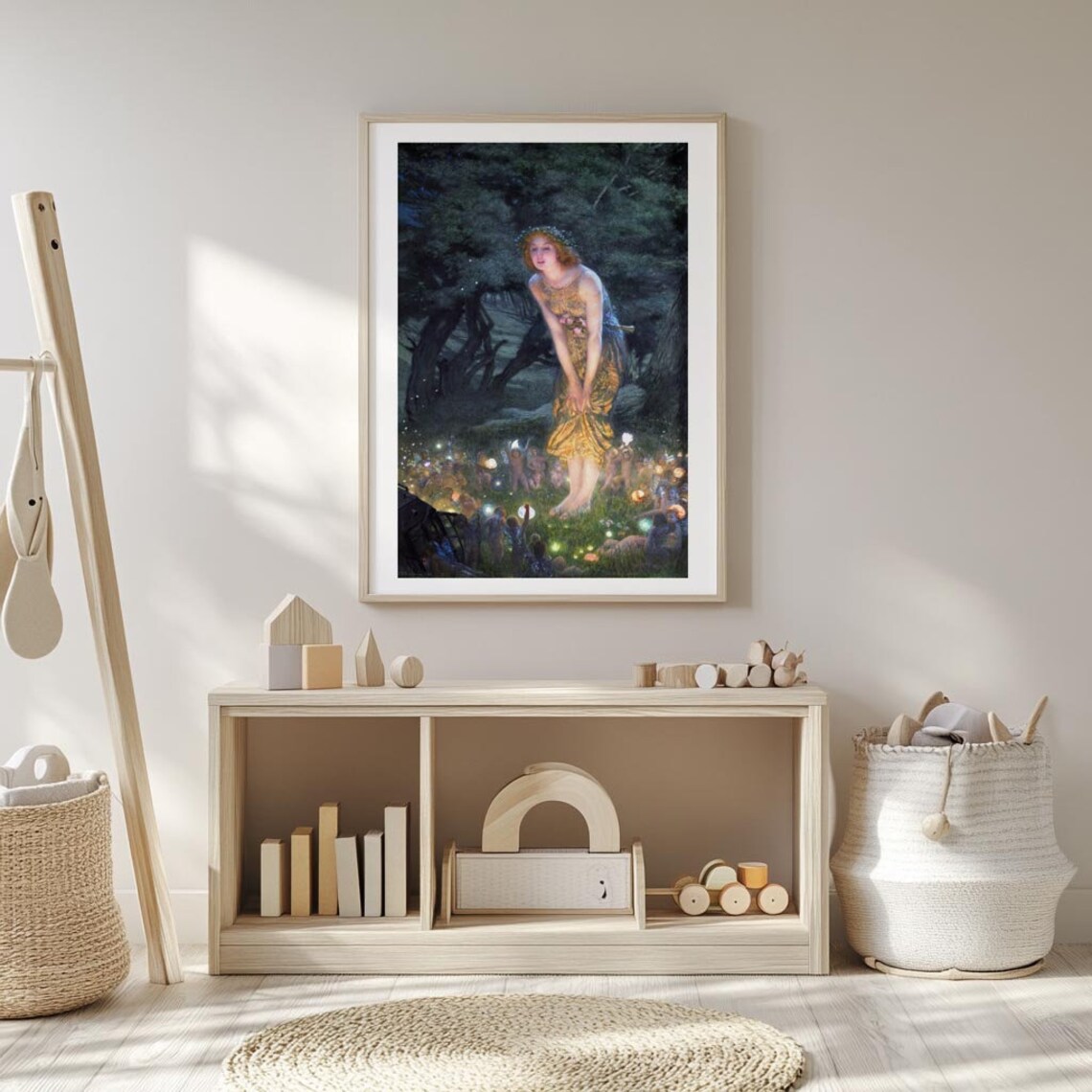 Midsummer Eve Victorian Fairy Painting Woman In Golden Gown Poster - Image 2