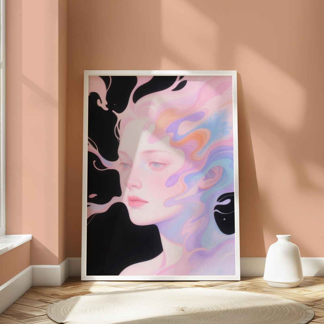 Pastel Dream Girl Portrait Surreal Psychedelic Art Print
